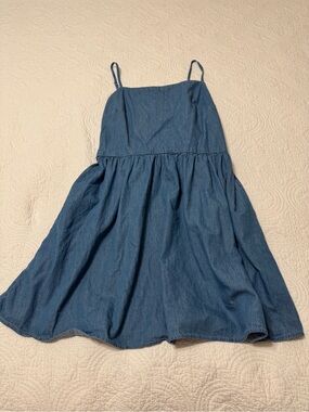 Gap Blue Denim Spaghetti-Strap Dress
